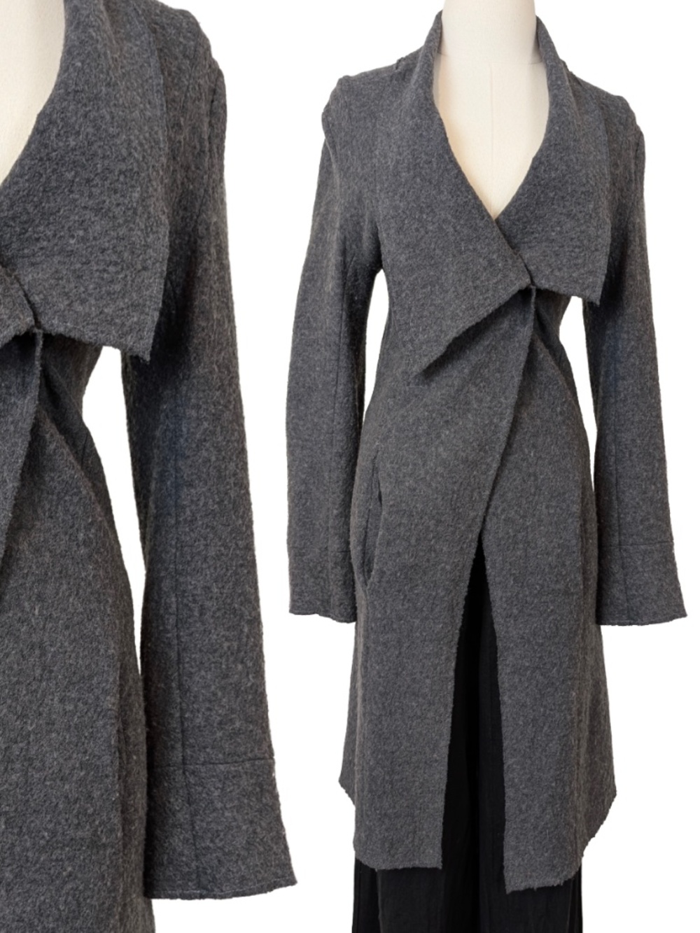 Y2K Off Limits Grey Cardigan Wool Size Small Asymmetrical
